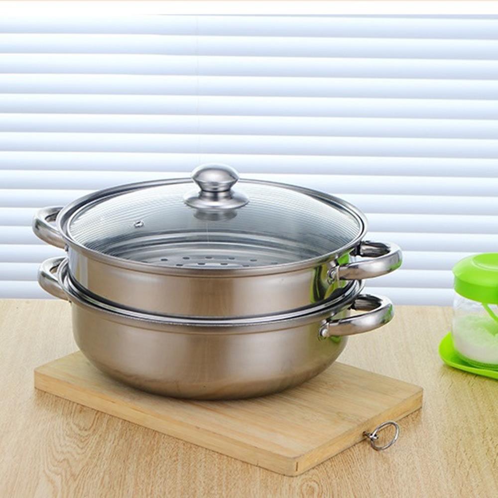 Nồi lẩu inox 2 tầng - dùng được bếp từ, bếp ga, bếp hồng ngoại