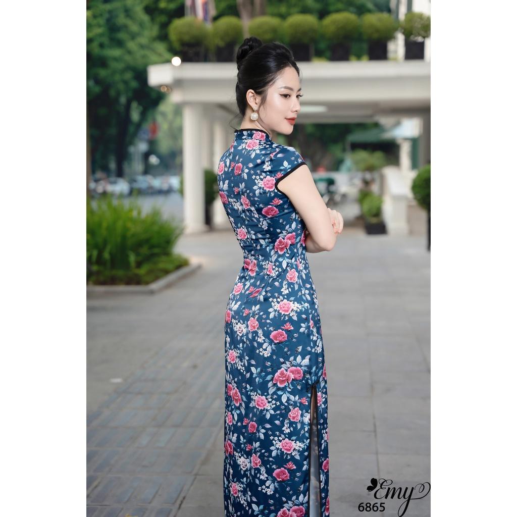 EMY EM6865 Sườn Xám Xanh Đen