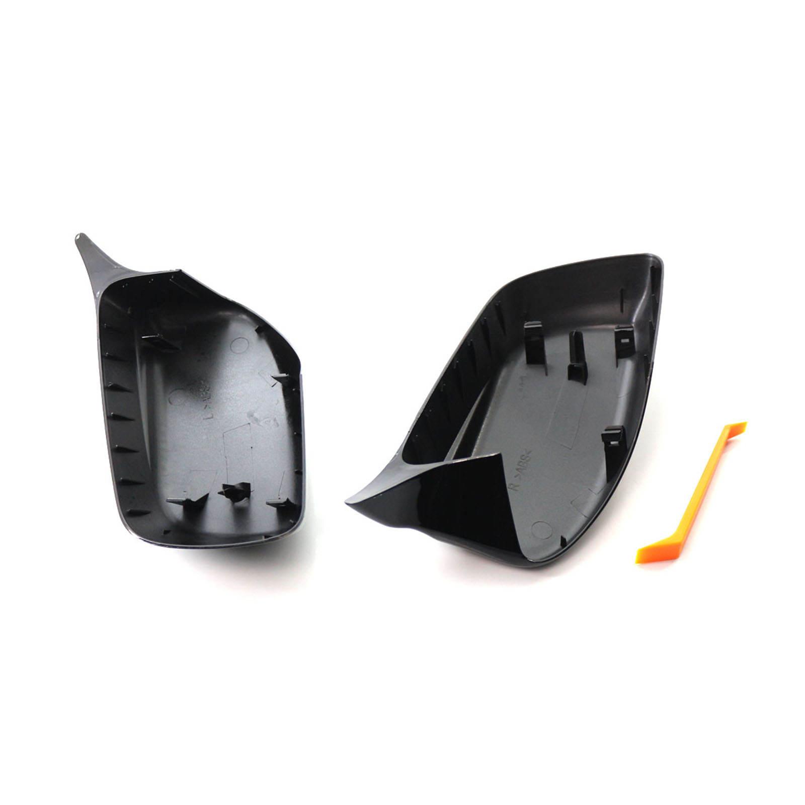 2 Pieces Black Side Mirror Covers Caps fits for BMW E60 5 Series 2004-2007