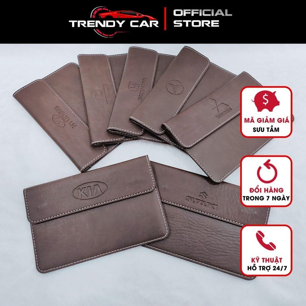 Ví Đựng Giấy Tờ Xe Ô Tô, Ví đựng giấy tờ đăng kiểm ô tô màu nâu Logo hãng xe, Quốc Huy cao cấp tiện lợi