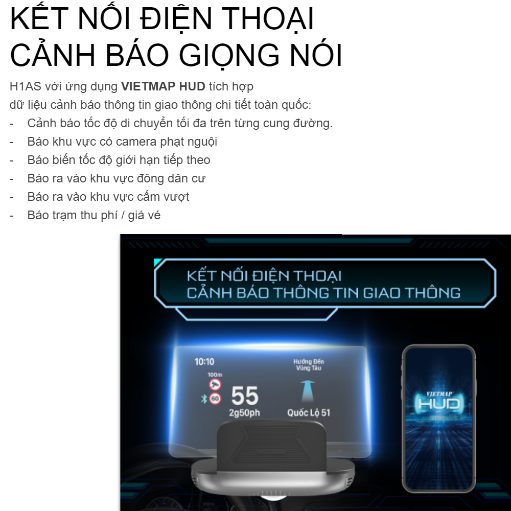 Màn Hình Hiển Thị HUD Vietmap H1AS - Hàng Chính Hãng
