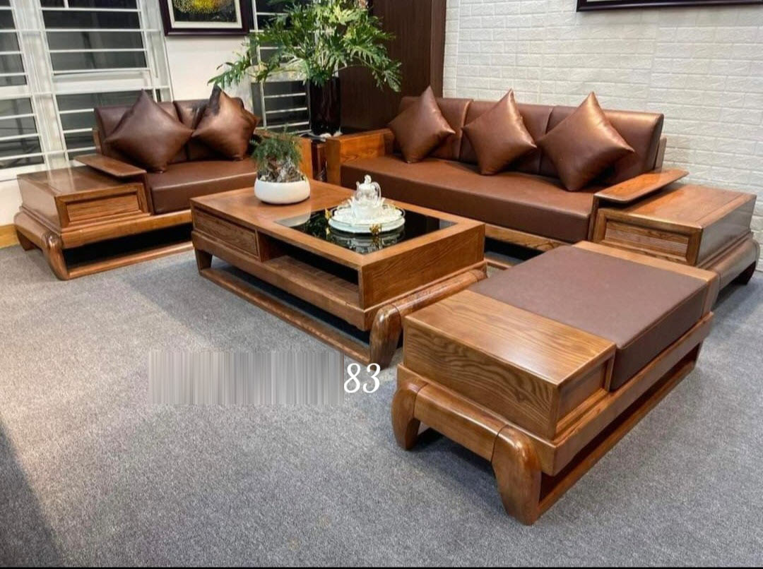 Bộ sofa gỗ hương chân đùi gà mẫu hiện đại hàng giá xưởng bao chất gỗ