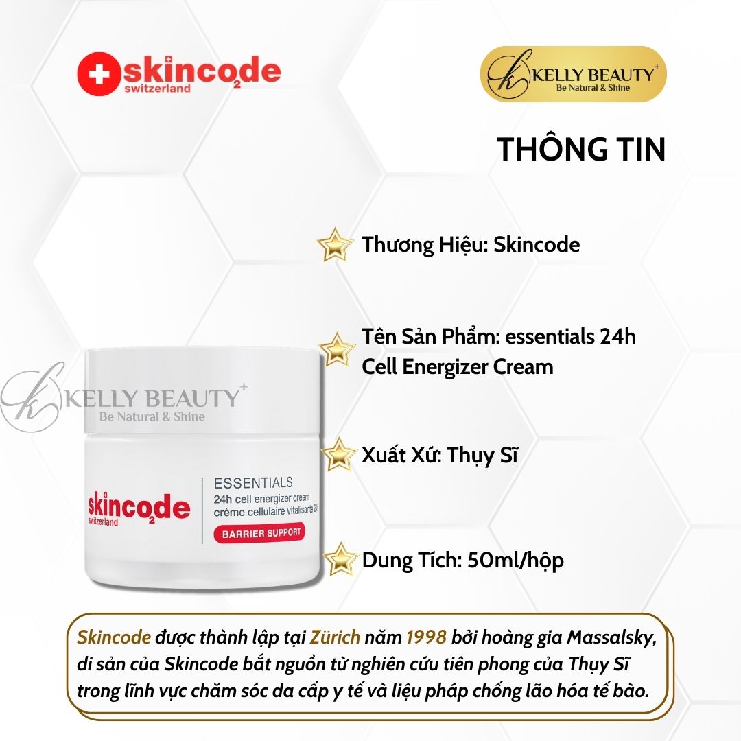 Kem Dưỡng Ẩm Trẻ Hóa Da Skincode Essentials 24h Cell Energizer Cream | Kelly Beauty