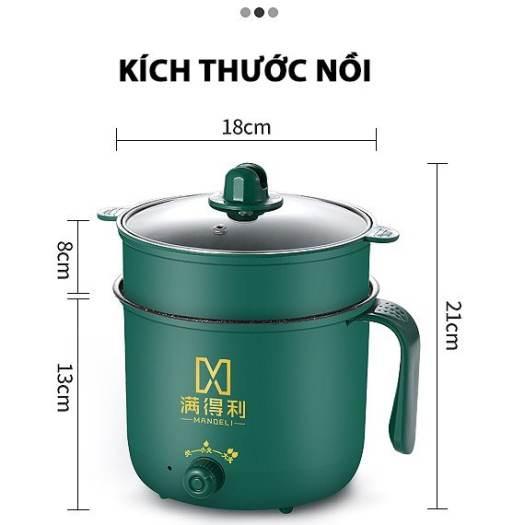 Nồi Lẩu Điện Mini, Nấu Mì 2 Tầng Kèm Giá Hấp Đa Năng Nướng, Luộc, Chiên Chống Dính Vấn Đá Tiện Lợi, Ca nấu mì mẫu mới