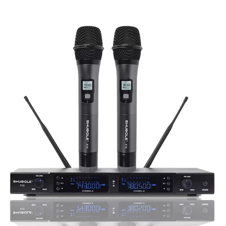 Đầu Thu Karaoke Không Dây Shubole K10 + 2 Micro Không Dây UHF Chính Hãng