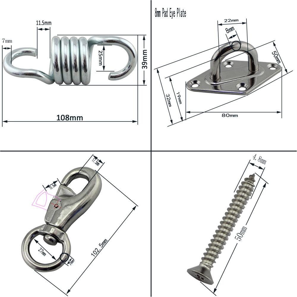 700 LB Võng Treo Bộ Nặng Trần Xuân Móc Với Tường Inox Mỏ Neo Cho Võng Đứng Ghế Xoay Tập Yoga tập Thể Dục