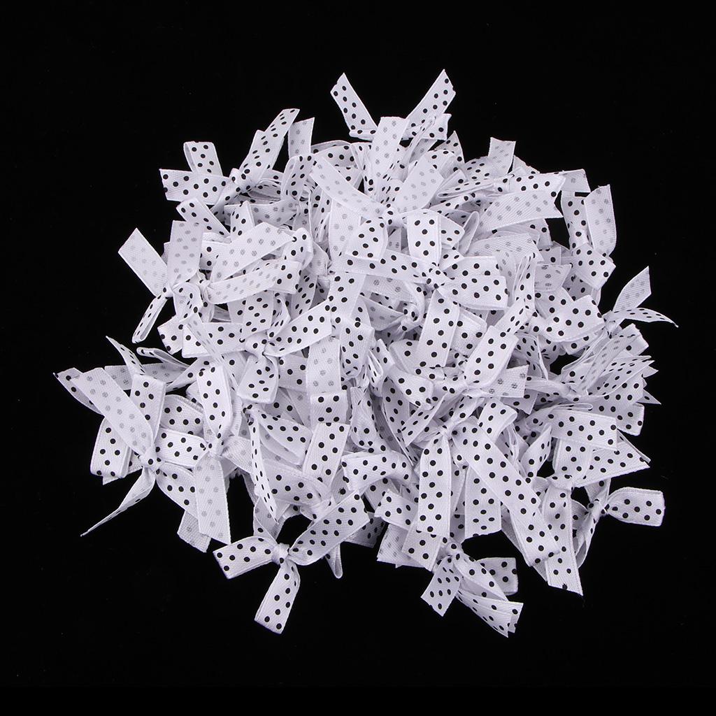 100 Pieces Cute Satin BOW Ribbon Applique Embellishments White