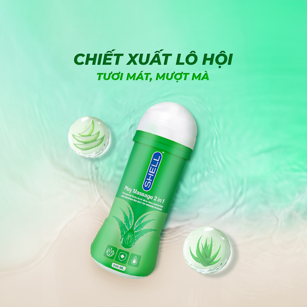 Gel bôi trơn Shell Play Massage 2 in 1 Aloe Vera - Chai 200ml | SHELL CHÍNH HÃNG