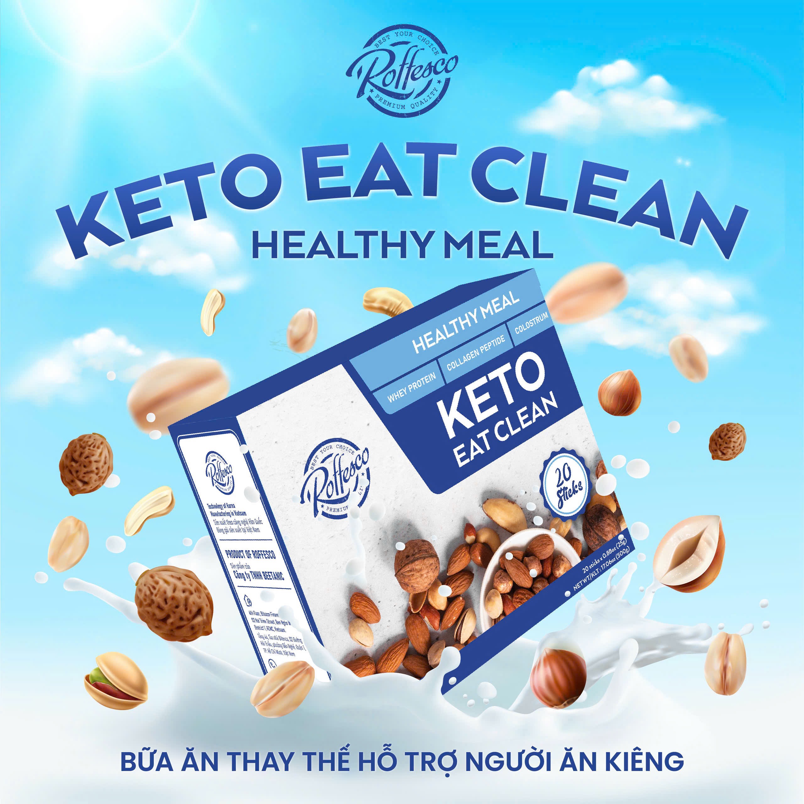 Keto Eat Clean - Bữa Ăn Lành Mạnh Dành Cho Người Ăn Kiêng Hộp 500g 20 Gói