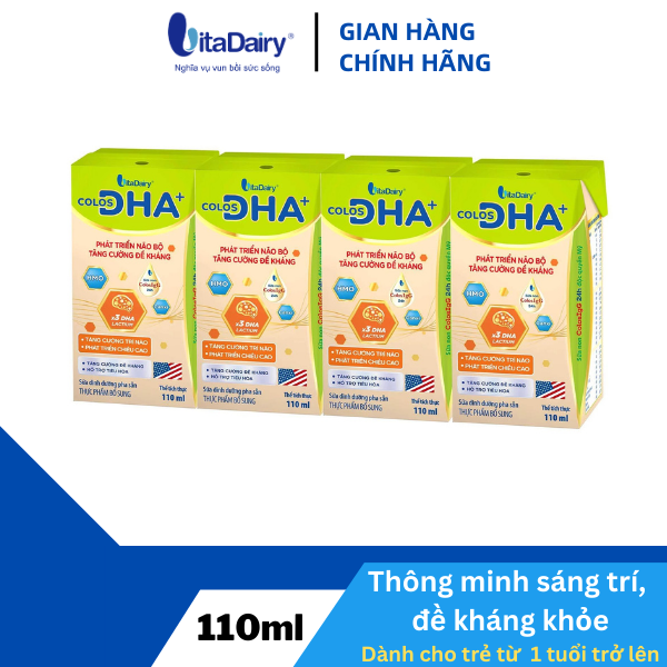 SBPS Colos DHA+ 110ml giúp bé phát triển não bộ, tăng cường đề kháng, ngủ ngon khỏe mạnh - thùng 48 hộp - VitaDairy