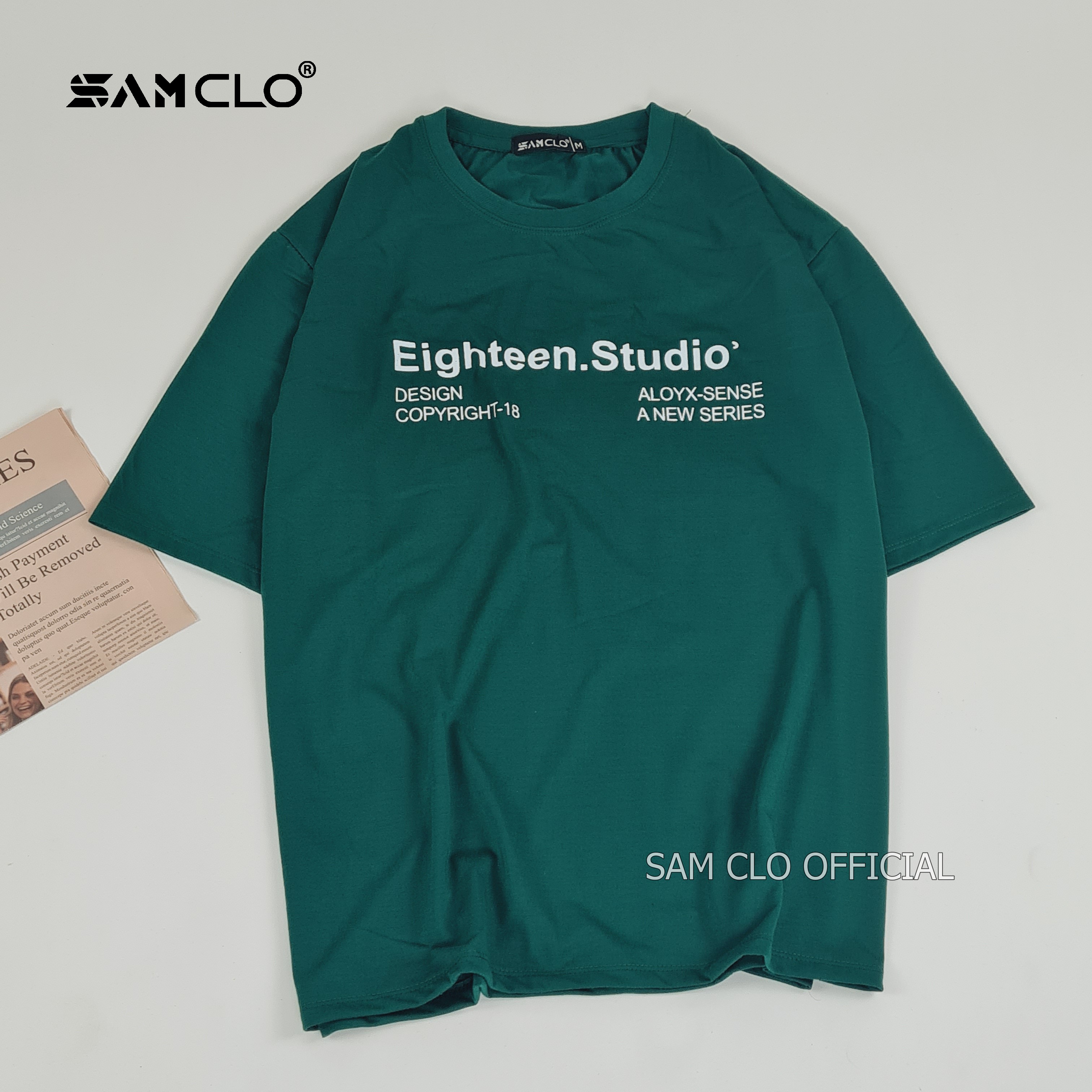 Áo phông form rộng thun tay lỡ nam nữ SAM CLO freesize dáng Unisex - mặc cặp, nhóm, lớp in STUDIO 18