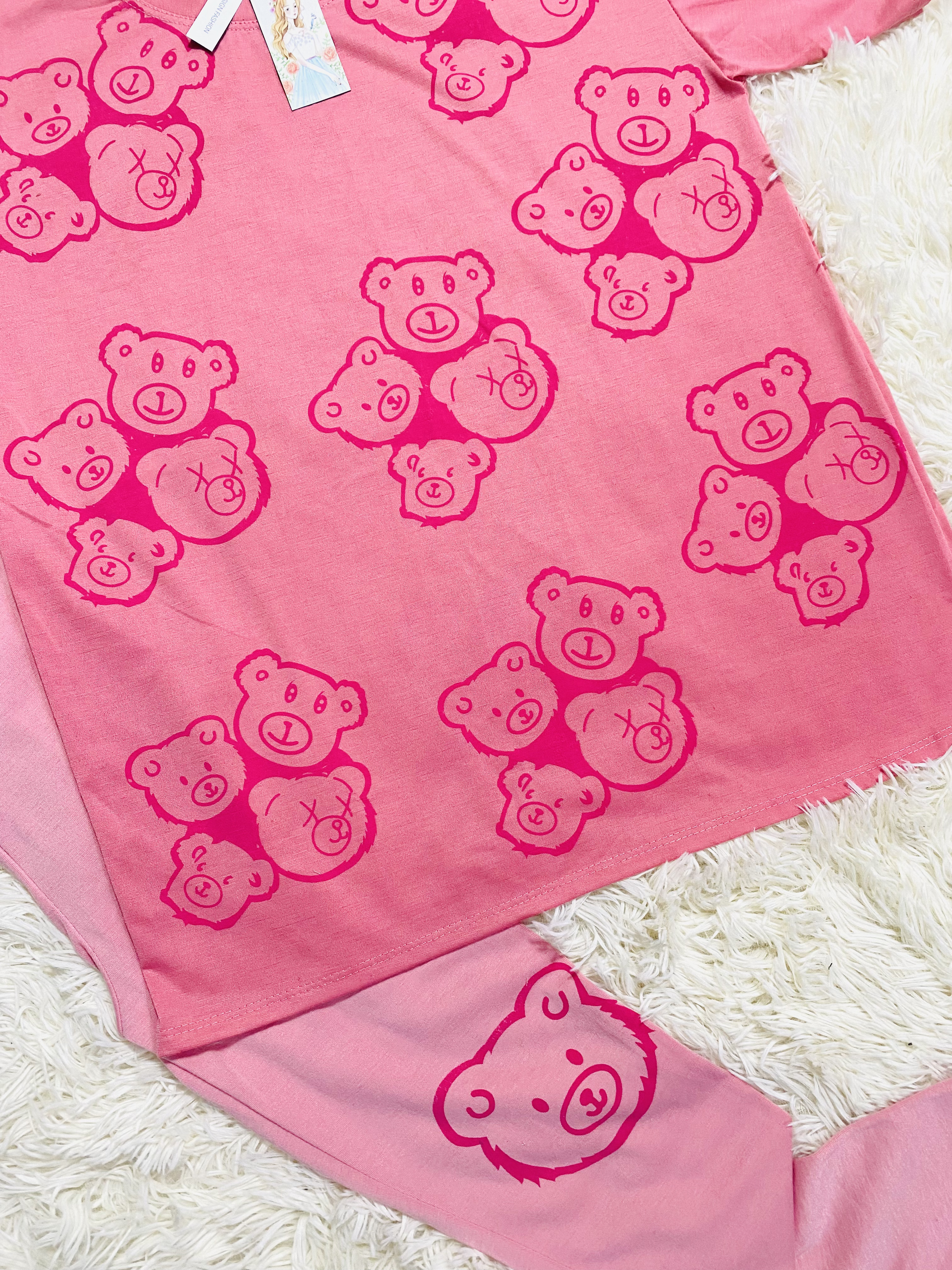BỘ THUN COTTON 3D GẤU XINH
