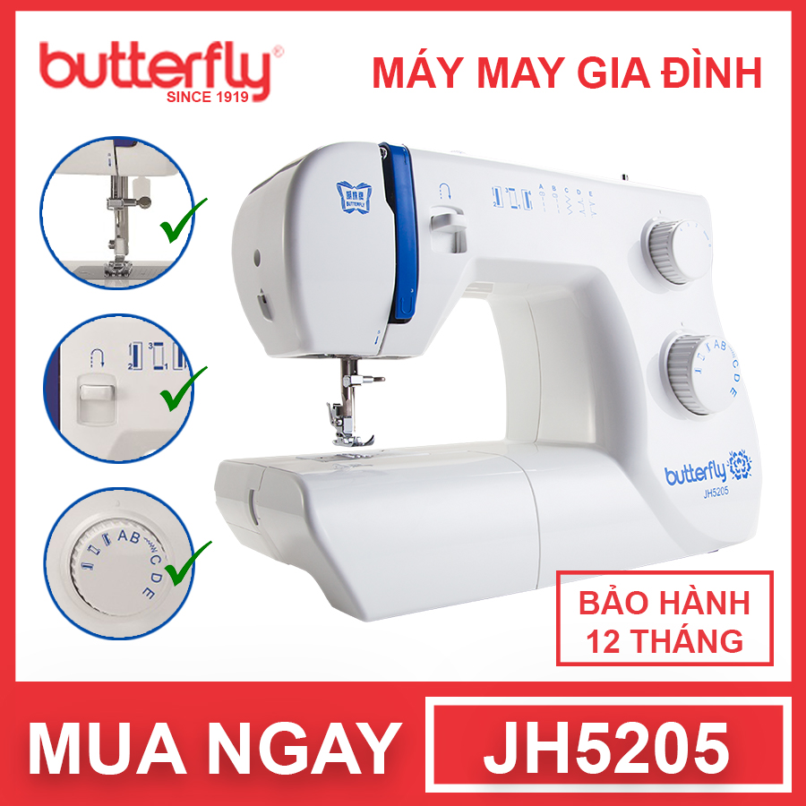 Máy May Gia Đình Cơ Bản Butterfly JH5205 - Hãng Chính Hãng