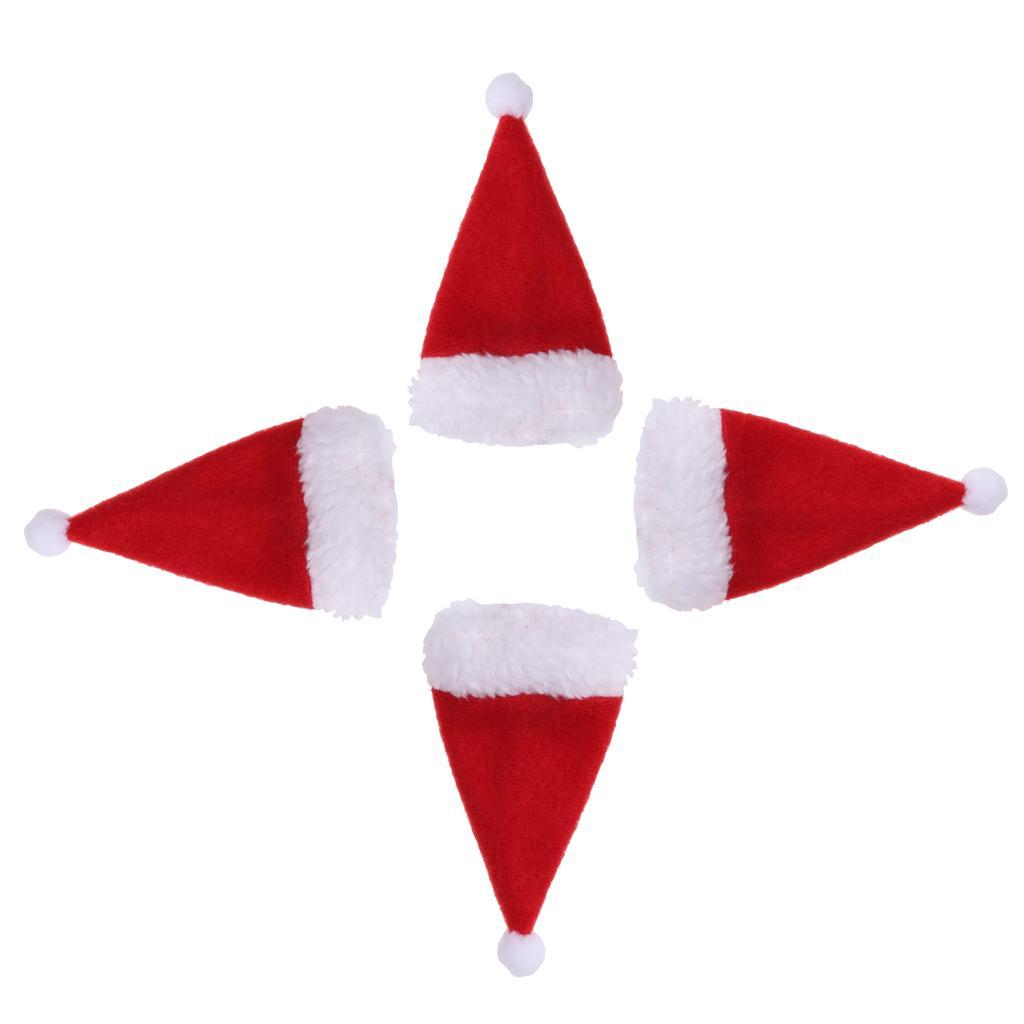3x Red Non-woven Christmas Decorate for Red Wine Bottle Sets Christmas Hats