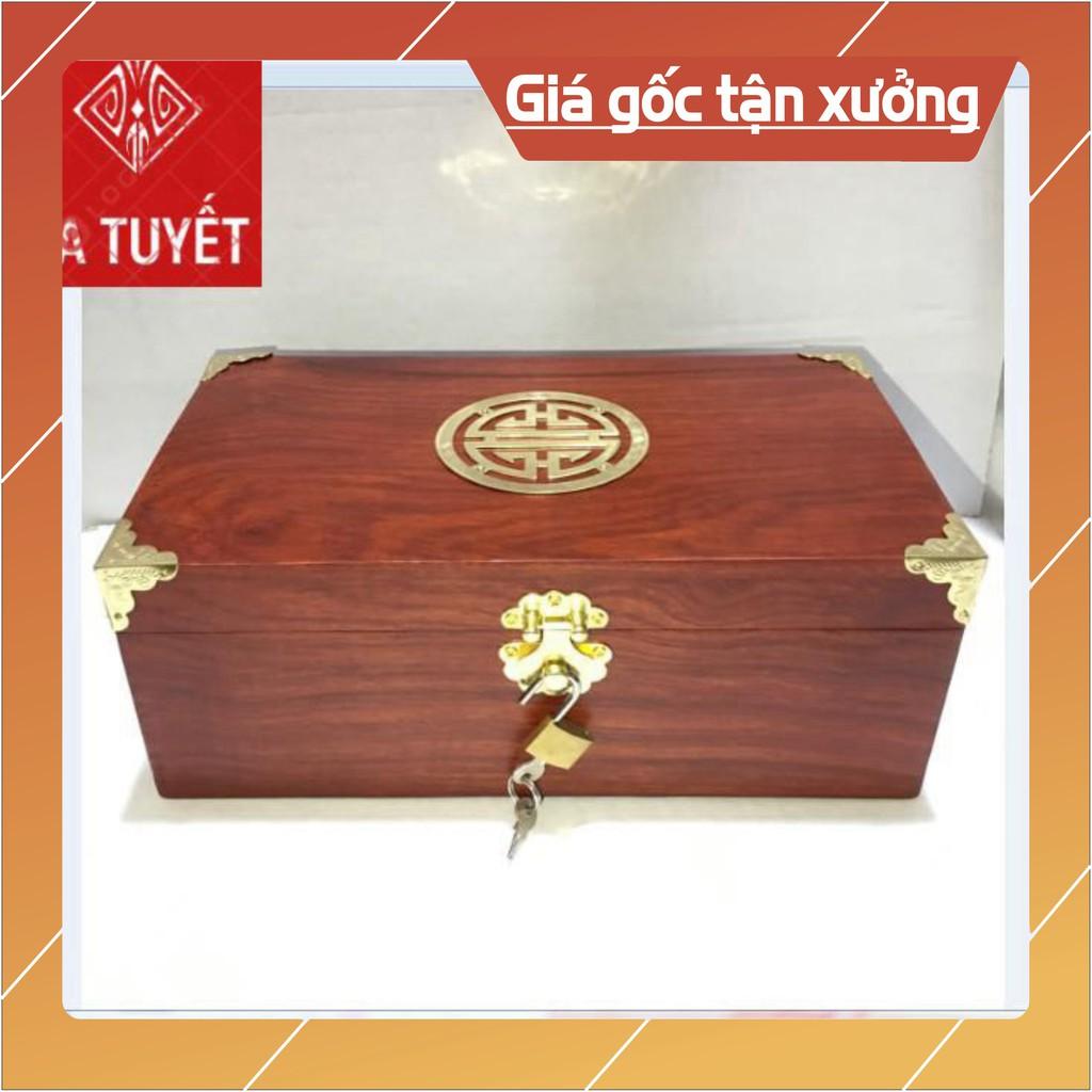HỘP ĐỰNG CON DẤU, TRANG SỨC GỖ HƯƠNG CHỮ THỌ SIZE TO 26CM-KÈM KHÓA MINI