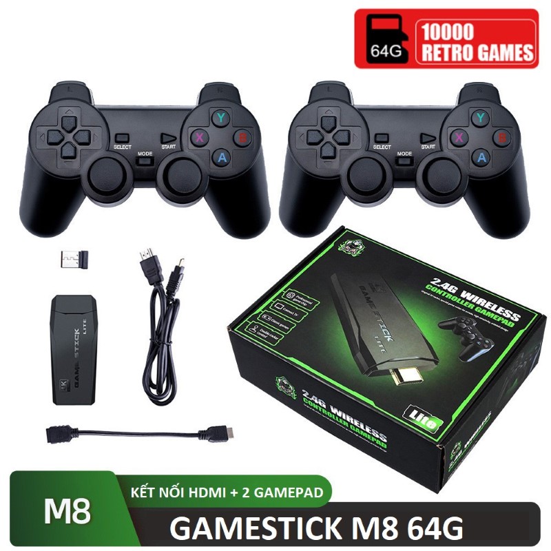 Máy Gamestick M8 64G 2 tay cầm cho Tivi máy tính máy chiếu