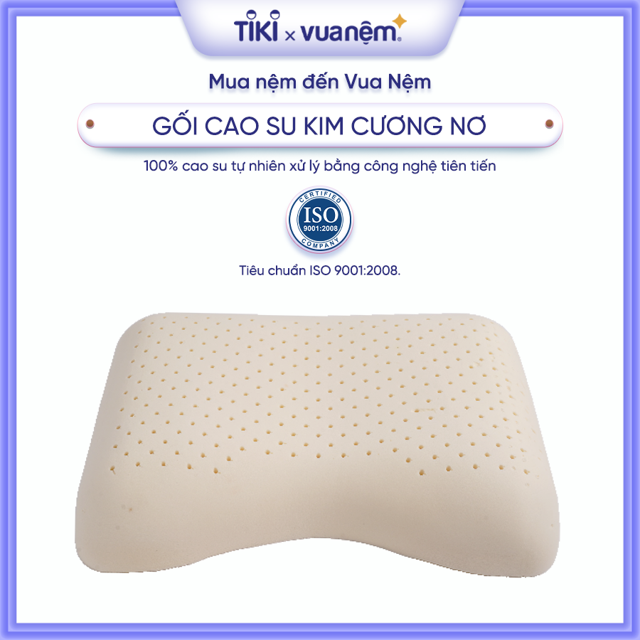 Gối cao su Kim Cương nơ 40x55cm 100% cao su tự nhiên, nhẹ, mềm, êm