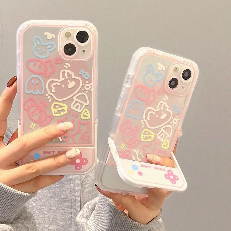 Ốp Điện Thoại Mềm TPU Chống Sốc Có Giá Đỡ In Hình Dễ Thương bảo vệ camera cho 13 PRO MAX 12 12PRO MAX 11 PRO MAX XSM 7 8