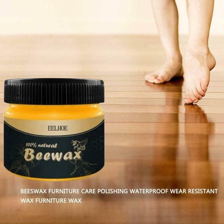 Sáp ong Beewax vệ sinh đánh bóng đồ gỗ nội thất chống thấm thành phần tự nhiên 80gr tặng kèm 2 khăn vải