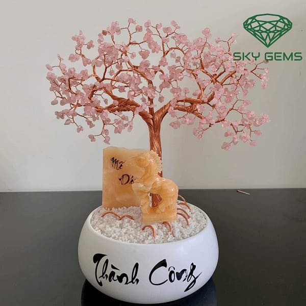 Cây Tài Lộc Thạch Anh 40cm Mã Đáo Thành Công trang trí phòng khách, bàn làm việc, phòng ngủ