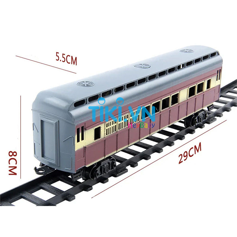 Bộ Đồ Chơi Tàu Hỏa Chạy PIN, 5 Toa , Cỡ Lớn Có Nhạc, Đèn, Khói Mô Phỏng Và Đường Ray, Mẫu Mới Chất Lượng Cao