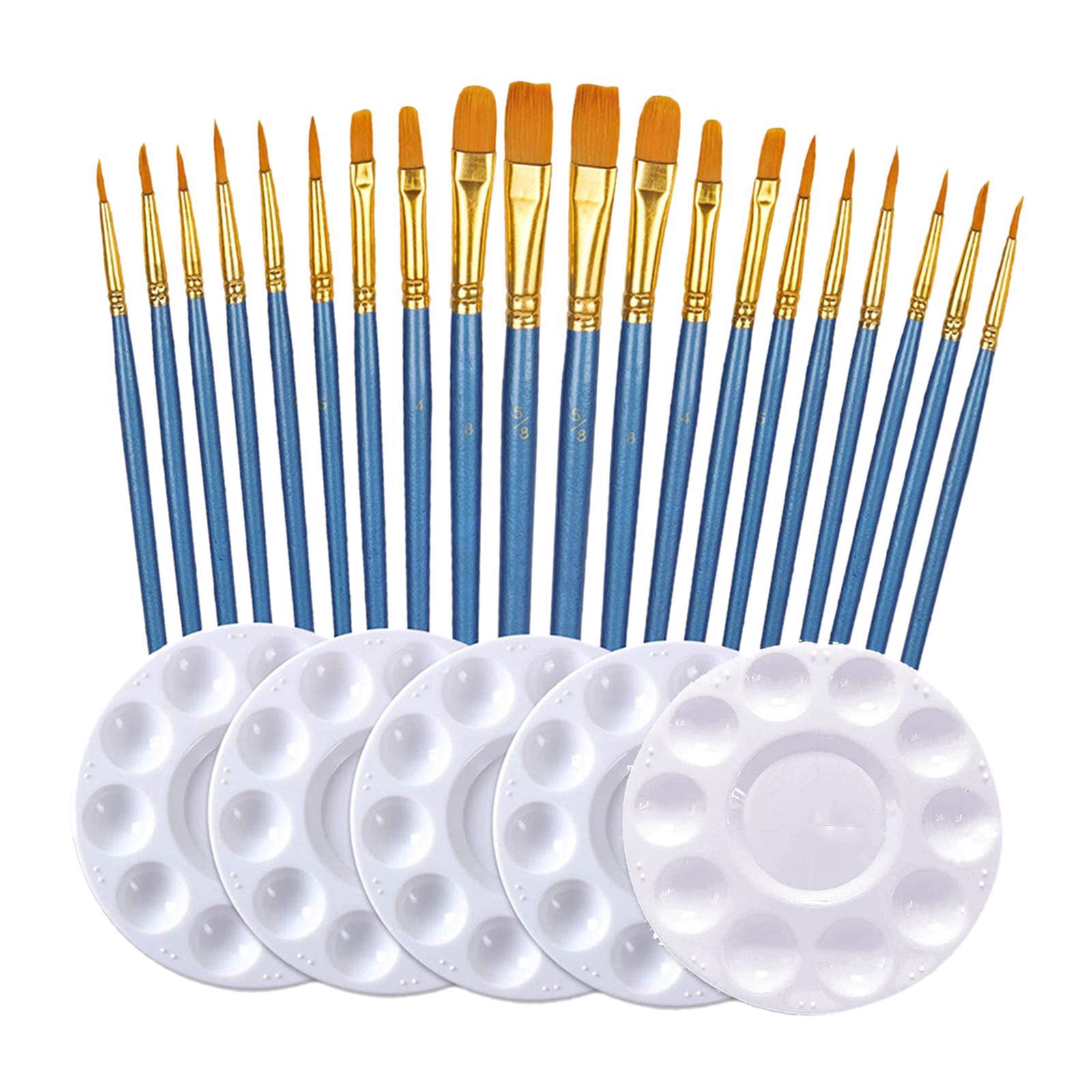 25x Paint Brushes Palette Set Acrylic Painting Tool Artist Paint Brushes Nylon Hair Brushes for Arts Projects Classroom Make up DIY Crafts