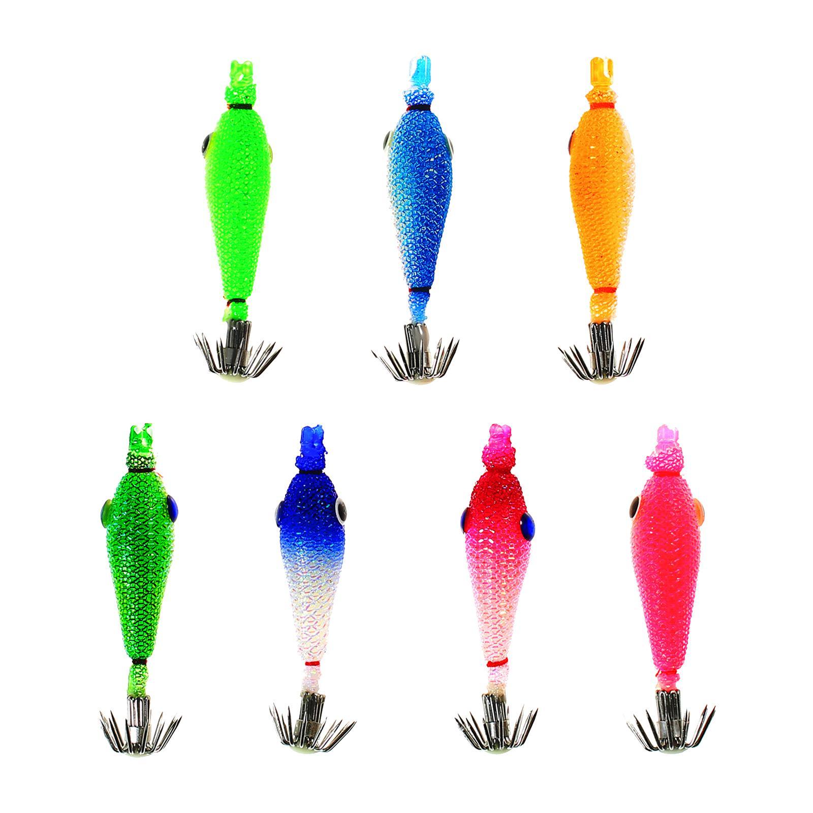 7Pcs Luminous Squid Jig Hooks Sea Fishing Tackle Glow Squid Jigs Squid Hooks