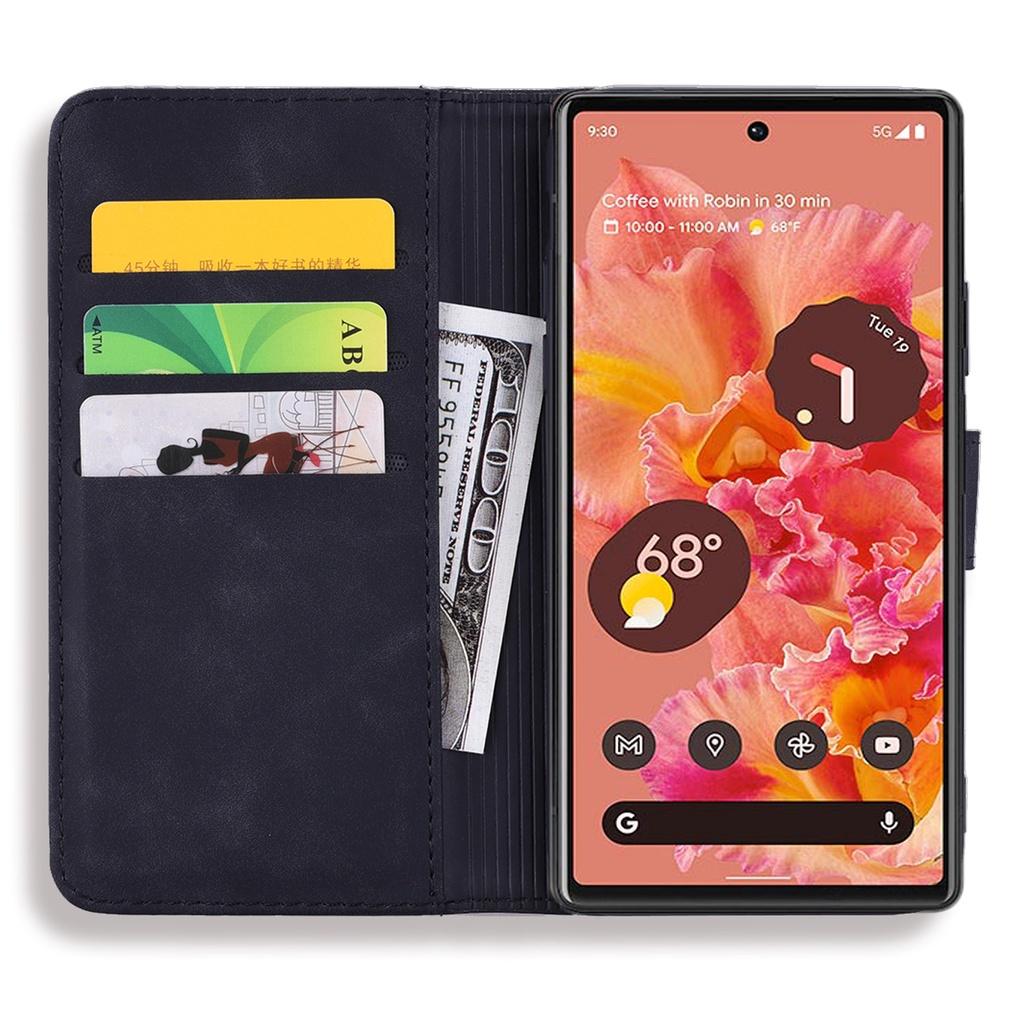 Ốp lưng kiểu ví họa tiết dập nổi hình cây và chú mèo cho Google Pixel 6 Pro