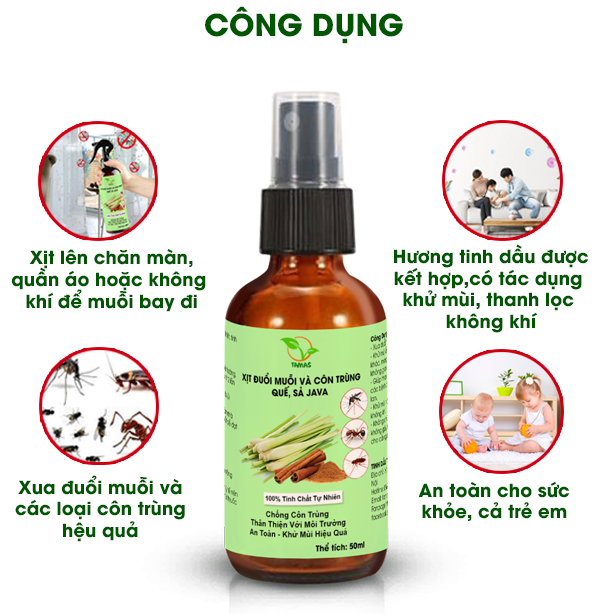 Xịt phòng tinh dầu thiên nhiên 50ml nhiều mùi- Xịt thơm phòng thư giãn, khử mùi, khử khuẩn, đuổi muỗi và côn trùng- Thành phần tự nhiên, an toàn cho người dùng