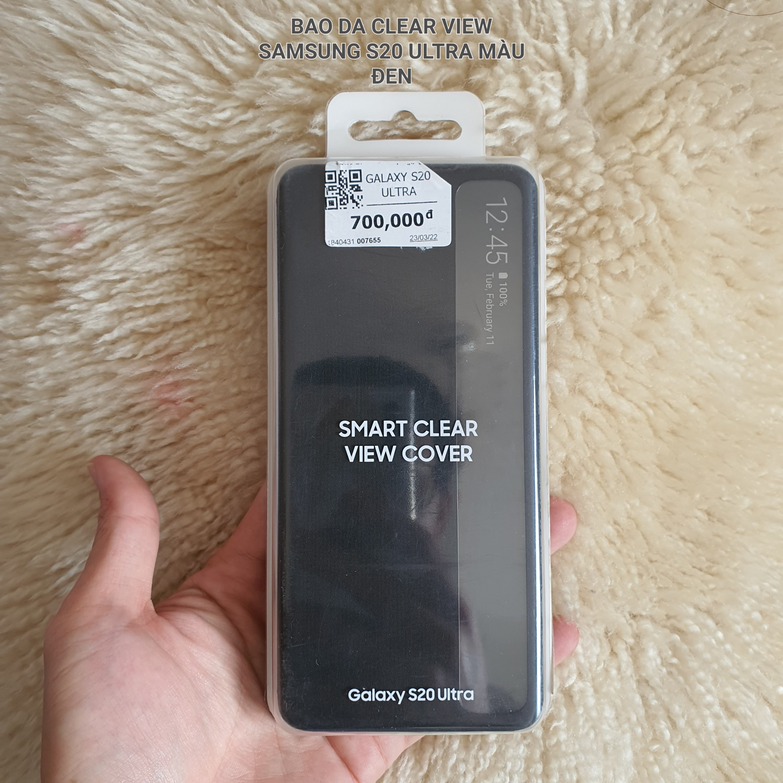 Bao Da Clear View Dành Cho Samsung Galaxy S20 Ultra Model EF-ZG988 Màu Đen- Hiển Thị Thông Tin Trên Màn Hình Thông Minh - Full Box Nguyên Seal