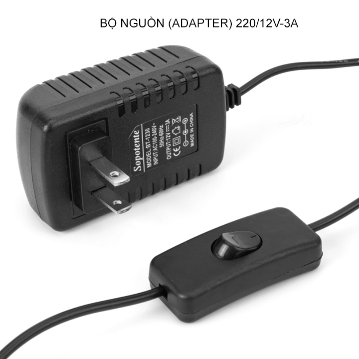 Máy bơm nước chìm mini 12V kèm adapter 220V/12V-3A, loại 30W hoặc 36W tùy chọn