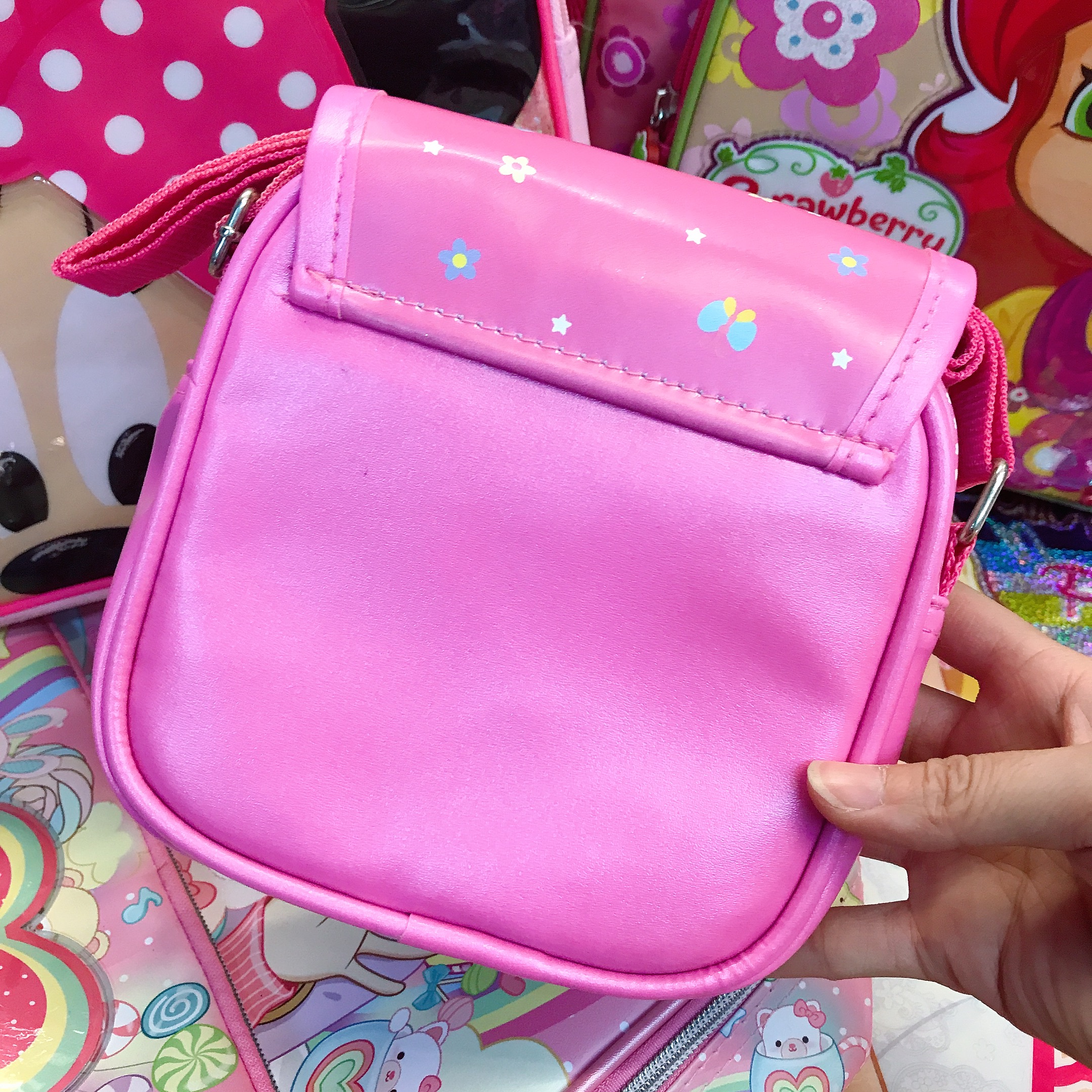 Túi đeo chéo vuông hình mèo  Kitty sọc caro màu hồng cho bé gái  - 3009KT024150 -