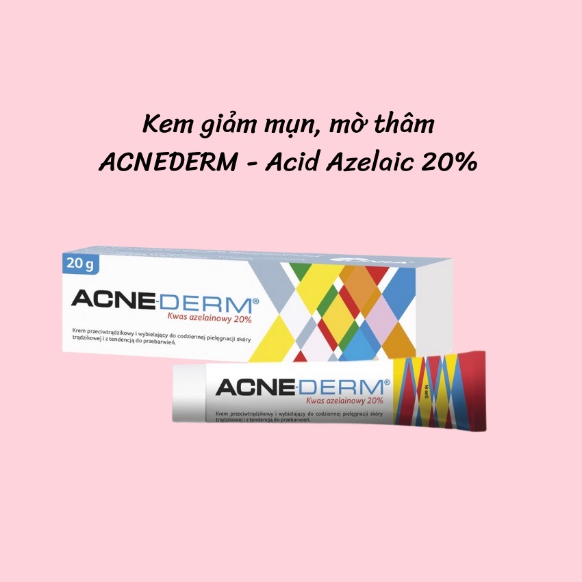 Kem hỗ trợ giảm mụn AcneDerm, làm trắng da, mờ thâm 20% Azelaic(Acnederm)