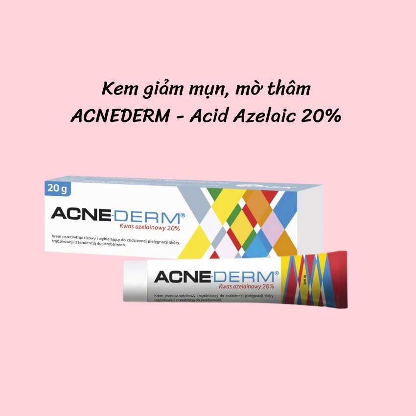 Kem hỗ trợ giảm mụn AcneDerm, làm trắng da, mờ thâm 20% Azelaic