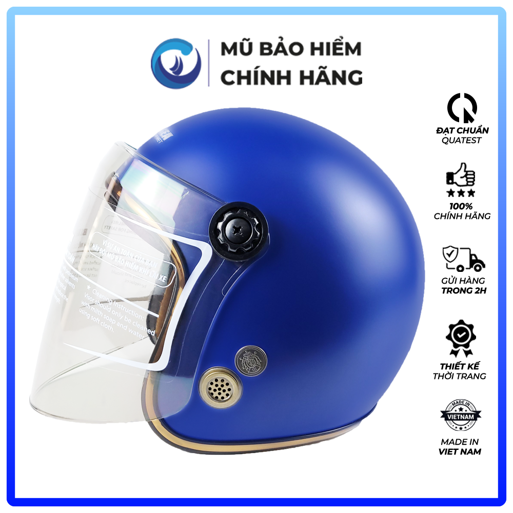 Mũ Bảo Hiểm 3/4 - Blue Sea A100K - Có Kính Chắn Gió Cao Cấp - Chính hãng