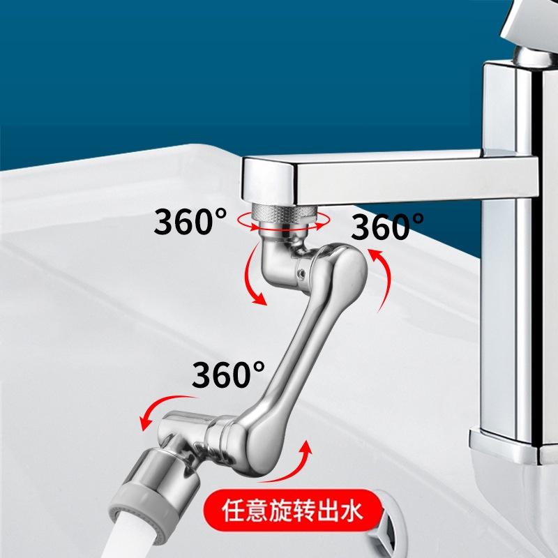 Đầu nối vòi nước thông minh xoay 1080 độ -Vòi nước lắp chậu rửa bát chén inox cao cấp với 2 chế độ nước