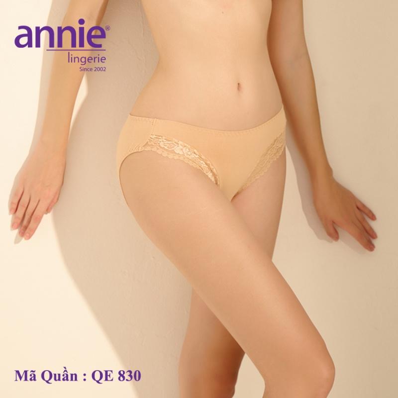 Quần lót nữ trơn vải lụa 4 chiều phối ren annie QE830 mềm mại, dịu dàng nữ tính, gợi cảm, thoáng mát ôm trọn vòng 3