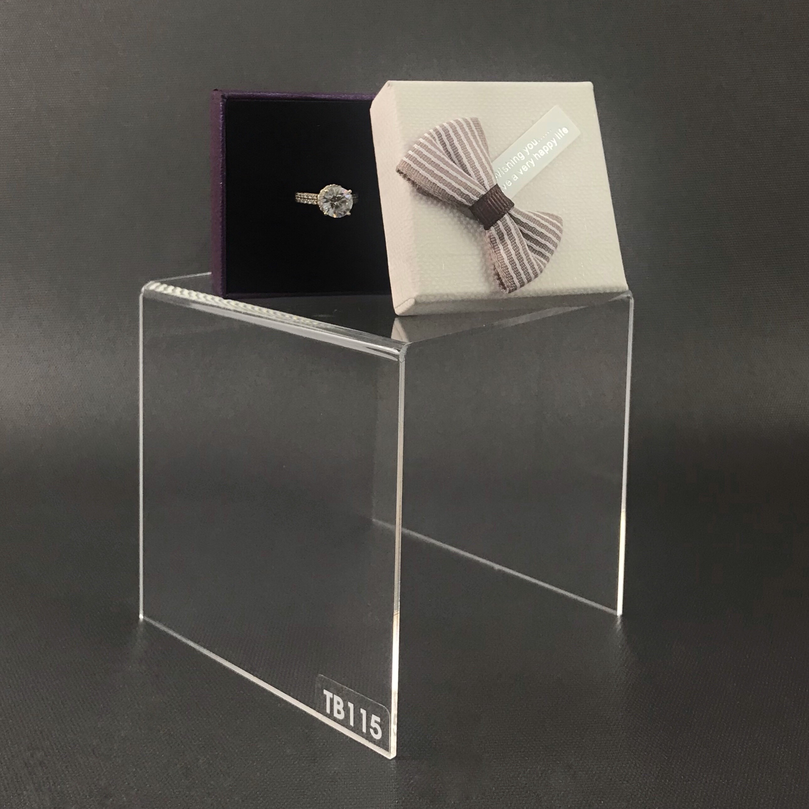 Kệ trưng bày mica 3 mặt uốn Enter TB119 200x200x200mm mica dày 2mm, Kệ livestream, Kệ mica chữ U trong suốt để đồ đa năng