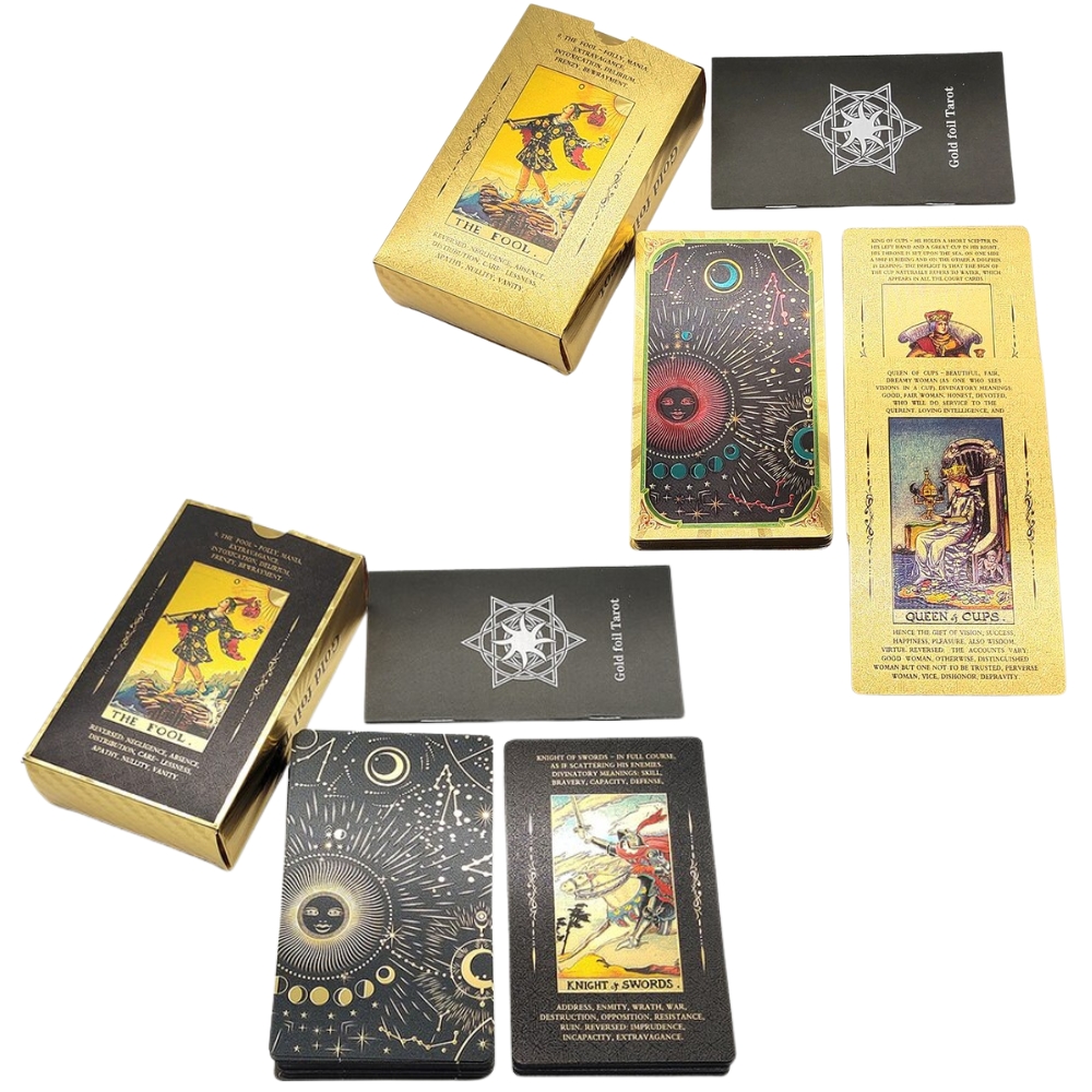 Bộ Bài Gold Foil Tarot - The Fool Thẻ Nhựa, Hộp Nhựa