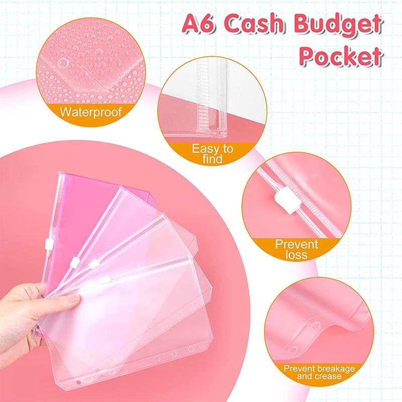 A6 Cash Envelopes for Budgeting Wallet, PU Money Envelopes for Cash, 12 Pcs Expense Budget Sheets with Stickers