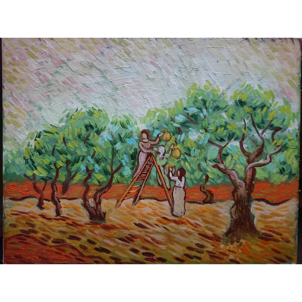 Tranh Sơn Dầu Vẽ Tay 30x40cn - Thu Hoạch Oliu