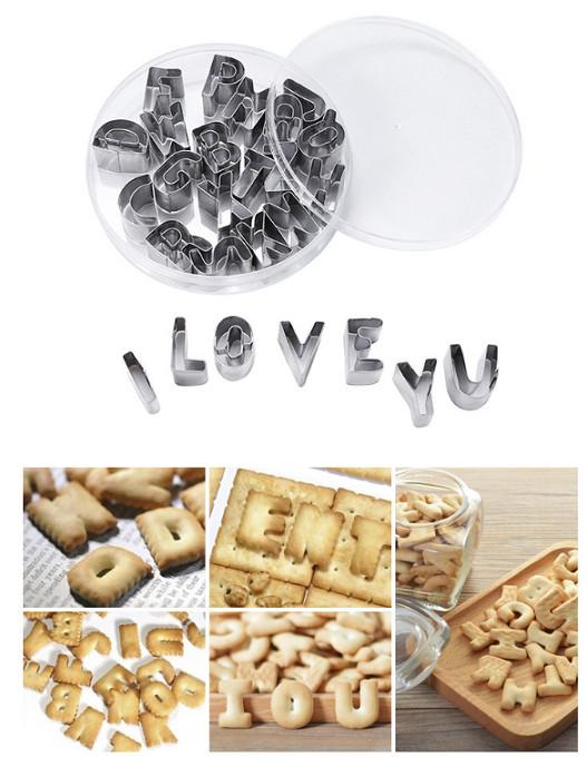 Set 26 Khuôn cắt bánh Cookie hình chữ, khuôn tạo hình bánh Cookie 26 chữ cái kiểu dáng đáng yêu GD230-KhuonBanh-Chu