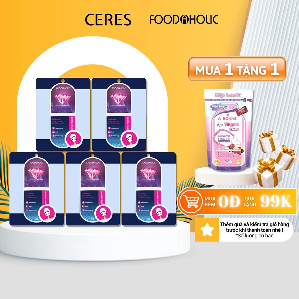 Combo 5 Mặt Nạ Foodaholic Diamond Brightening Essential Mask Dưỡng Trắng Da Kim Cương 23g/Miếng