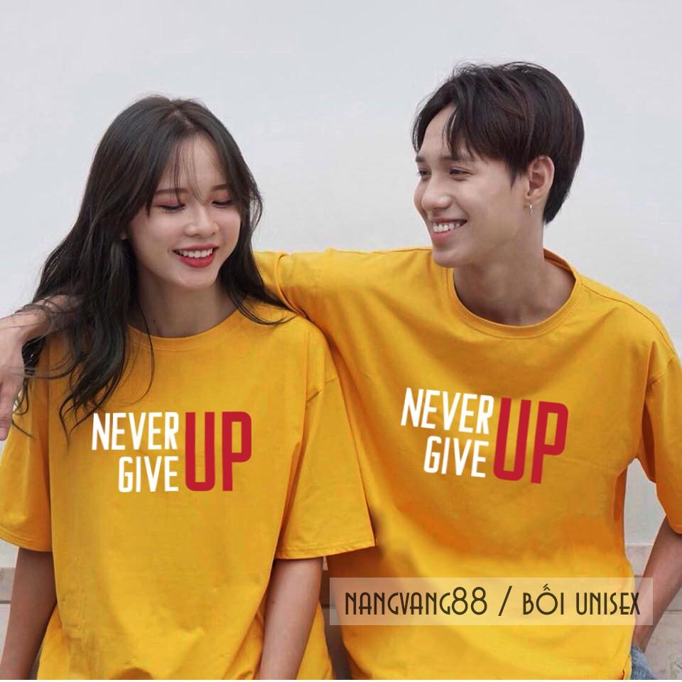 Áo Ngắn Tay Nam Nữ Unisex NEVER GIVE UP