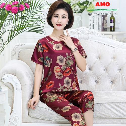 Bộ đồ trung niên tay ngắn mùa hè lụa cực mát
