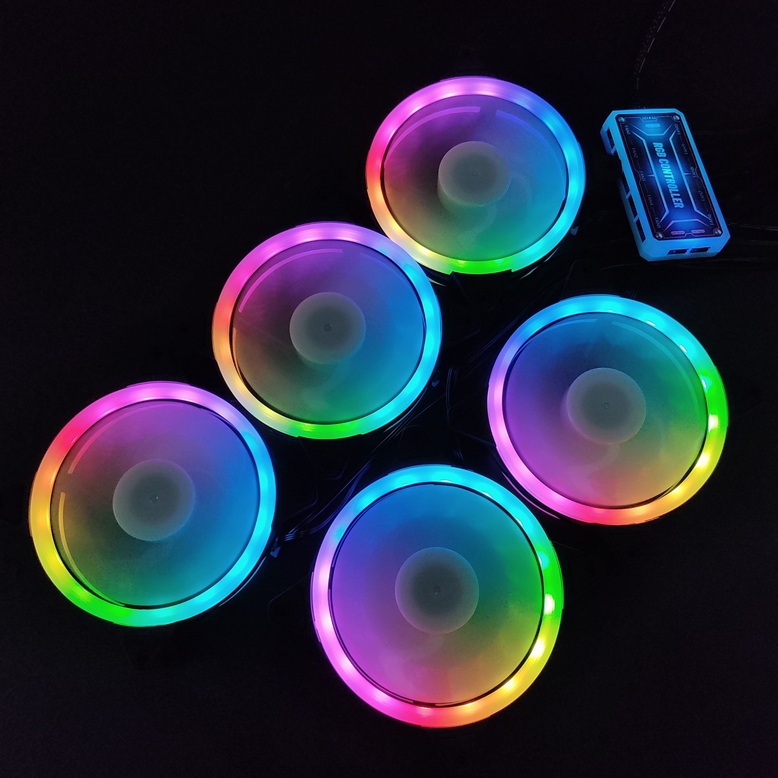 5 Quạt Tản Nhiệt, Fan Case KNC V2 Led RGB Dual Ring đồng bộ Hub điều khiển