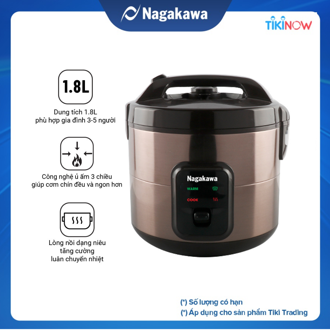 Nồi Cơm Điện Nắp Gài Lòng Niêu Nagakawa NAG0133 - Hàng Chính Hãng