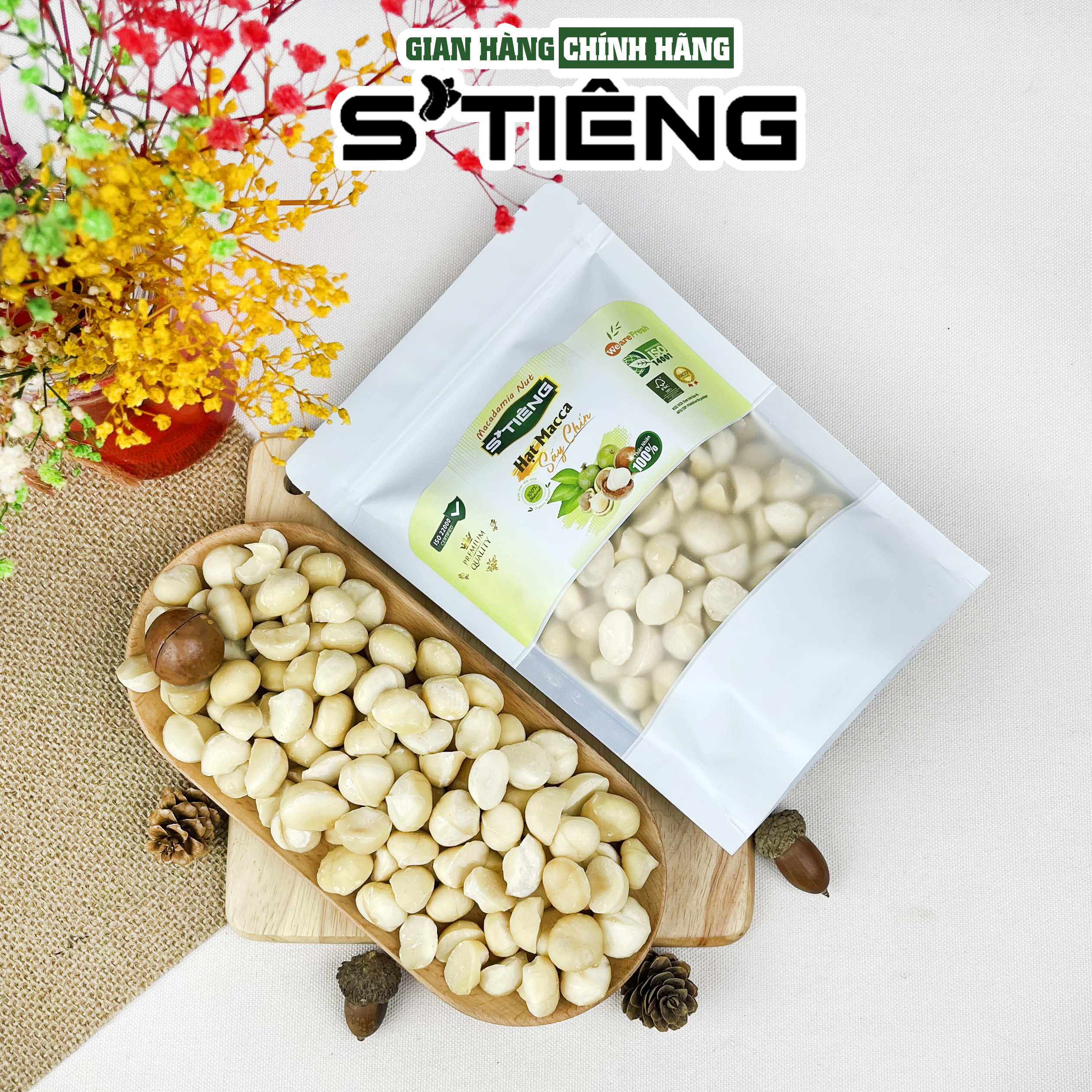 250Gr Nhân Hạt Macca Làm Sữa, Granola Sạch Vỏ S'TIÊNG Loại Vỡ Đôi