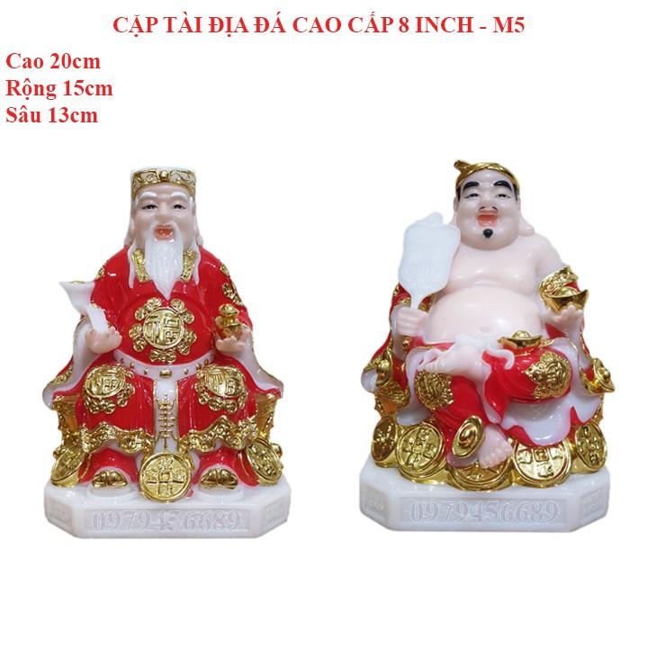Cặp tượng thần tài ông địa đá cao cấp 8 inch - M5