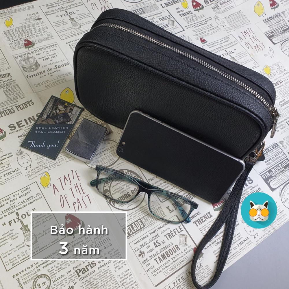 Clutch hộp da bò CL133 (Đen/Nâu